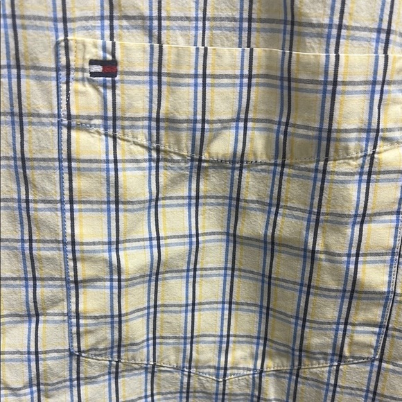 Tommy Hilfiger Yellow and Blue Checkered Men's Shirt - Picture 3 of 4